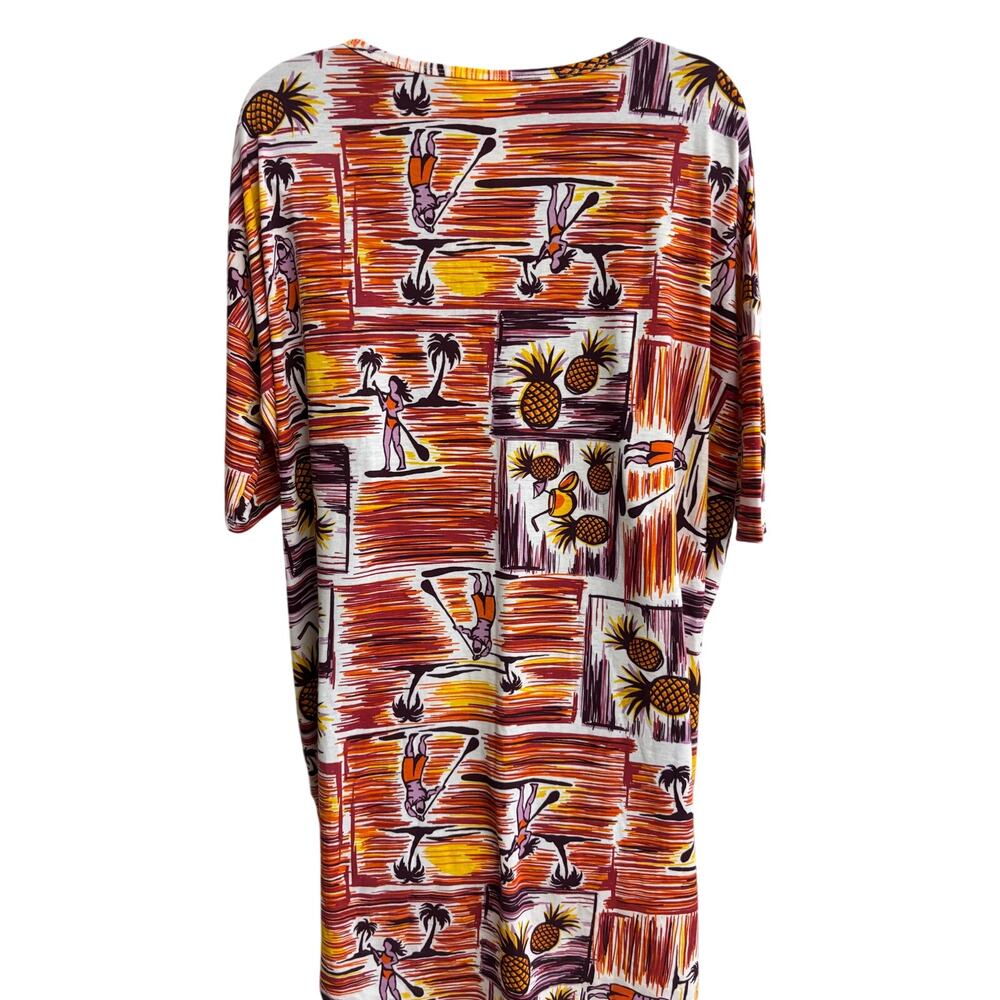 Lularoe Irma Tunic Top Pineapple Tropical Print High Low Womens Large Surf New - Picture 4 of 9